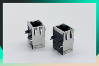 Female RJ45 Modular Jack Connector With 10/100/1000 Base -T Transformers Yellow / Green LED And EMI Finger